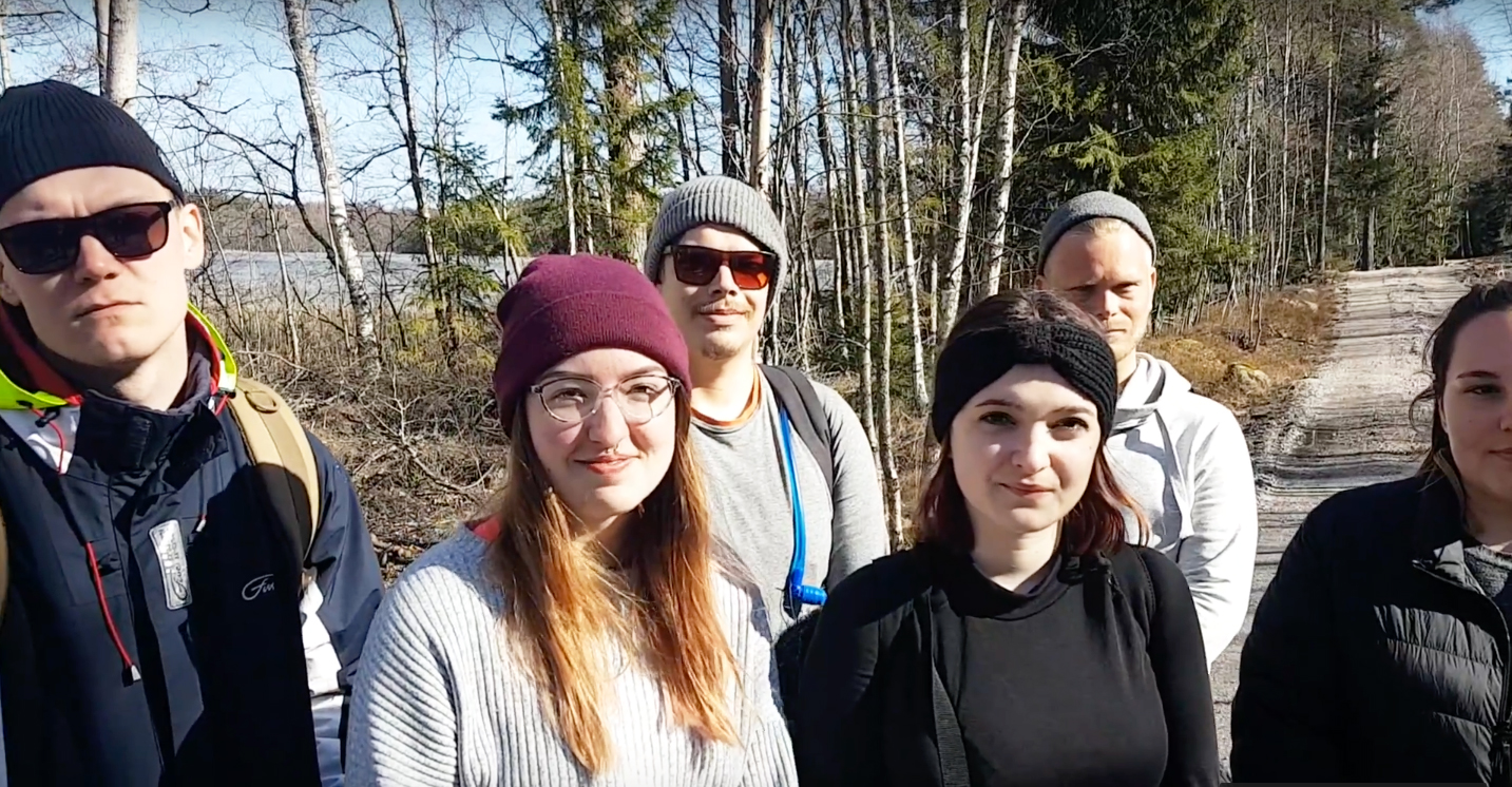 Spring pilgrim hikers in the Finnish Archipelago